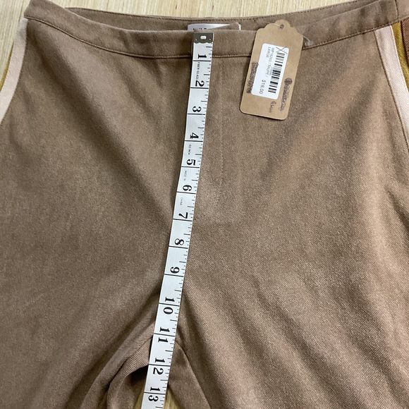 Wild Honey Taupe Jeggings Pants Size Large Zipper Leg Stripe Accent New - Picture 9 of 10